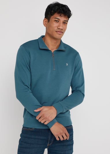 Farah Aintree Teal Quarter Zip Top