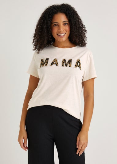 Cream Animal Print Mama T-Shirt