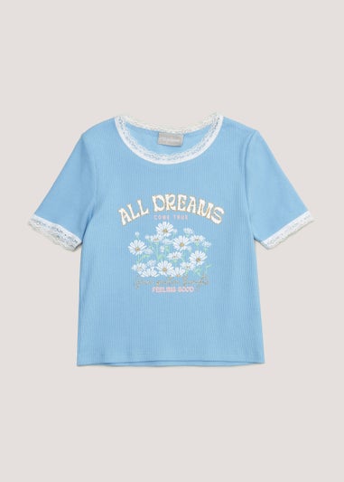 Girls Blue Dream Lace T-Shirt (4-13yrs)