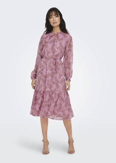 JDY Lohan Life Pink Print Long Sleeve Dress