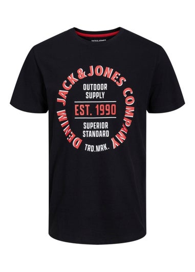 Jack & Jones Junior Black Logo T-Shirt (6-16yrs)