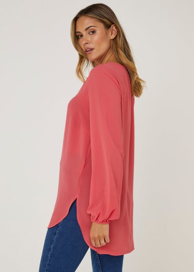 Coral Long Sleeve Bubble Box Top
