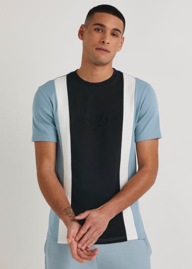 T&W Blue & White Square Panel T-Shirt