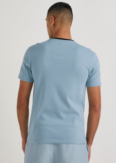 T&W Blue & White Square Panel T-Shirt