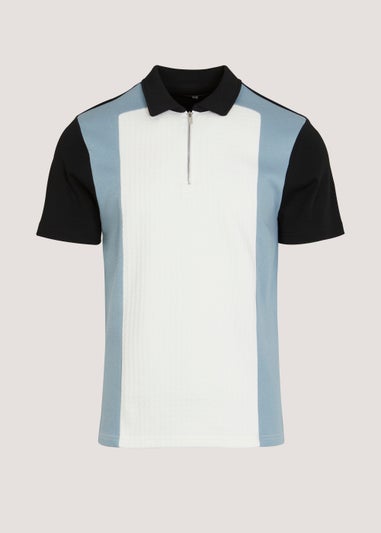 T&W Blue Zip Up Polo Shirt