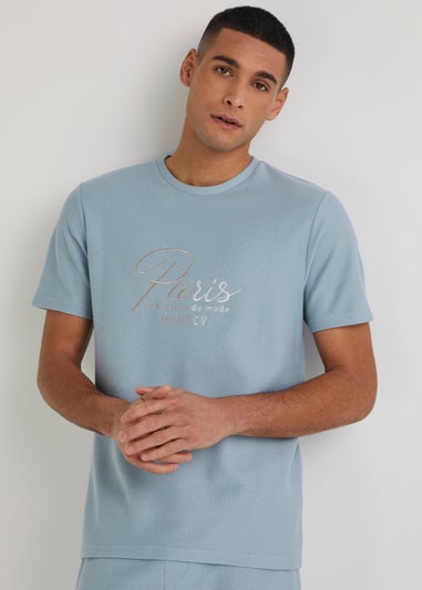 T&W Blue Paris Textured T-Shirt