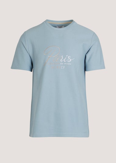 T&W Blue Paris Textured T-Shirt