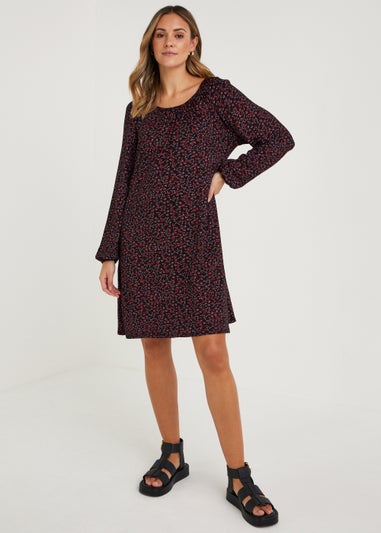 Pink Ditsy Scoop Neck Mini Dress