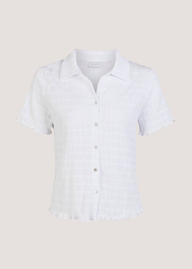 White Short Sleeve Textured Jersey Shirt