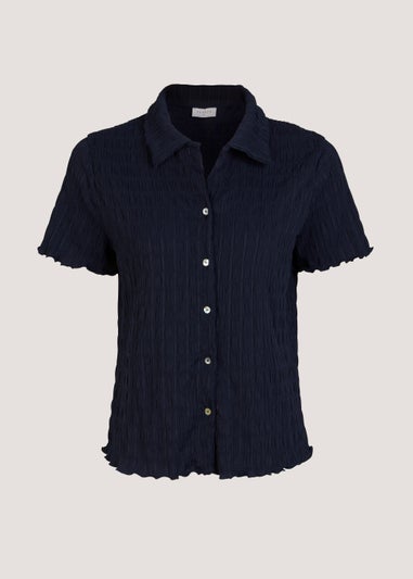 Navy Short Sleeve Textured Jersey Shirt