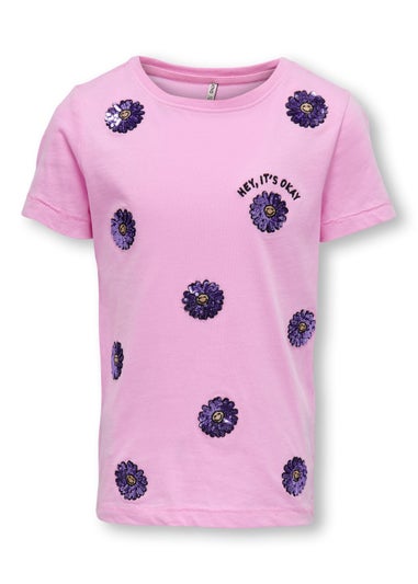 ONLY Kids Pink Sequin T-Shirt (6-14yrs)