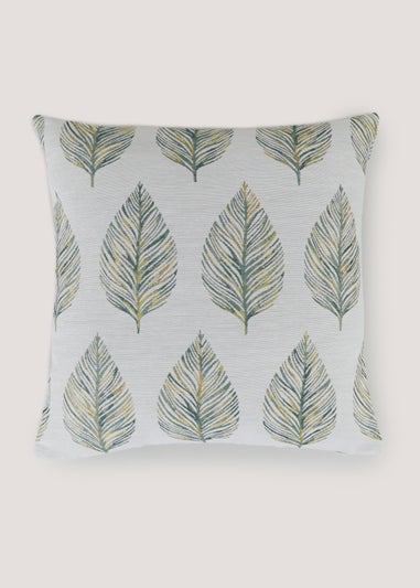 Green Jacquard Leaf Cushion (43cm x 43cm)