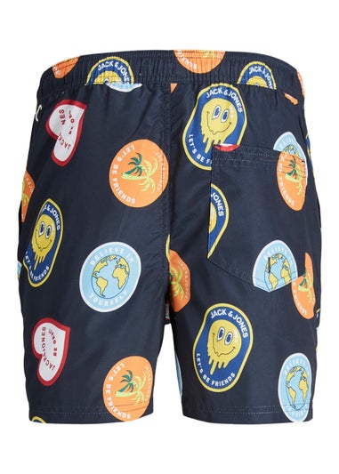 Jack & Jones Junior Black Print Swim Shorts (6-16yrs)