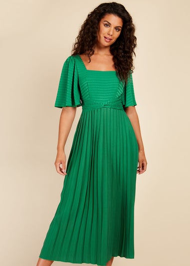 Little Mistress Green Square Neck Midaxi Dress