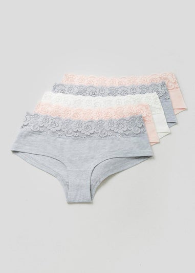 5 Pack Lace Trim Short Knickers
