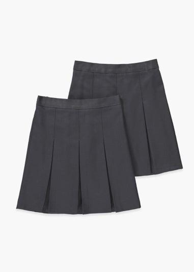 Girls 2 Pack Navy Box Pleat School Skirts (3-13yrs)