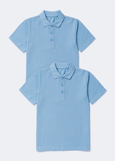Kids 2 Pack Light Blue School Polo Shirts (3-16yrs)