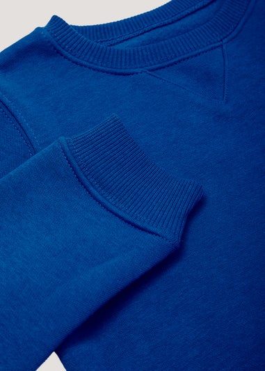 Kids 2 Pack Blue Crew Neck School Sweatshirts (3-13yrs)