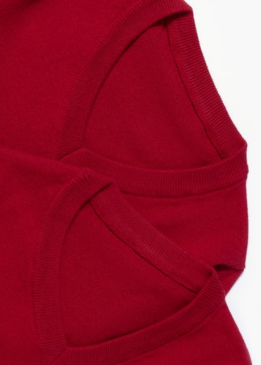 Kids 2 Pack Red V-Neck School Jumpers (3-13yrs)