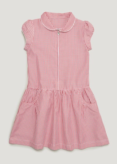 Girls Red Gingham Drop Waist School Dress (3-13yrs) - Matalan