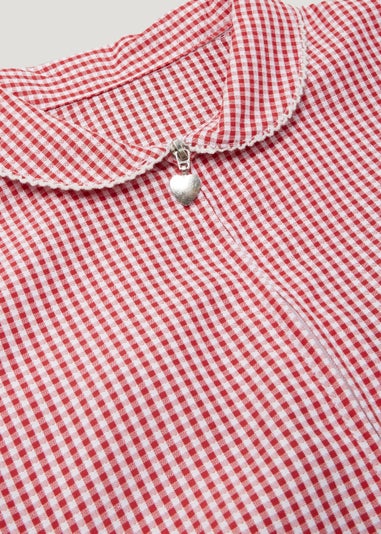 Girls Red Gingham Drop Waist School Dress (3-13yrs)