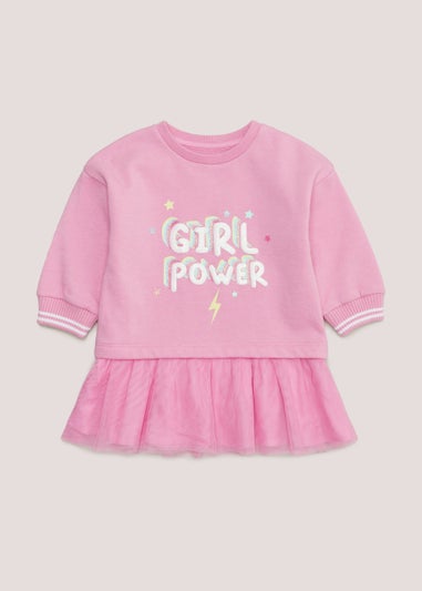 Girls Pink Tutu Sweatshirt Dress (9mths-6yrs)