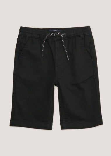 Boys Black Knitted Denim Shorts (4-13yrs)