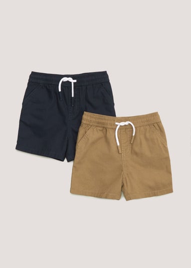 Boys 2 Pack Woven Canvas Shorts (9mths-6yrs)