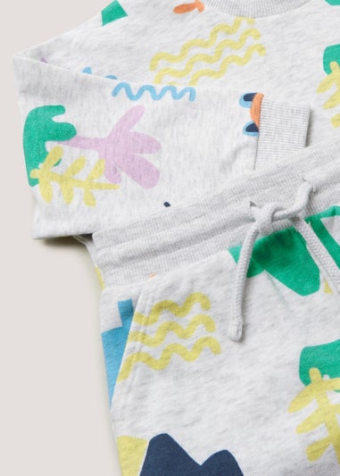 Boys Grey Dinosaur Sweatshirt & Shorts Set (9mths-6yrs)