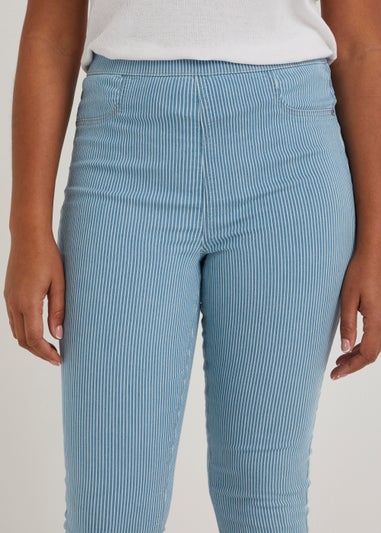 Rosie Blue Stripe Cropped Pull On Jeggings