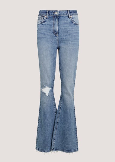 Light Wash Skinny Flared Distressed Jeans