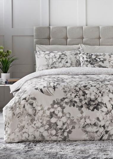 Grey Hydrangea 100% Cotton Duvet Cover