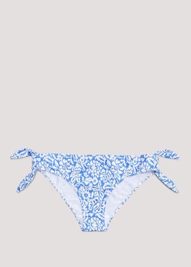 Blue Floral Twist Bikini Bottoms