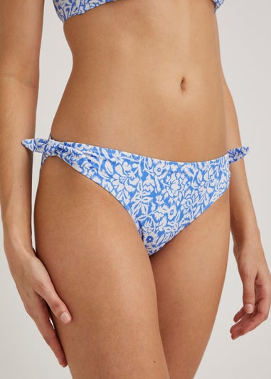 Blue Floral Twist Bikini Bottoms