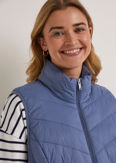 Blue Short Padded Gilet