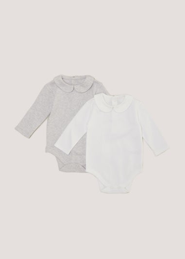 Baby 2 Pack Collar Bodysuits (Tiny Baby-18mths)