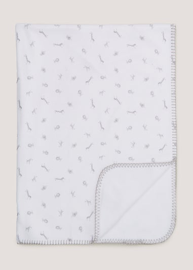 White Safari Fleece Baby Blanket (100cm x 75cm)