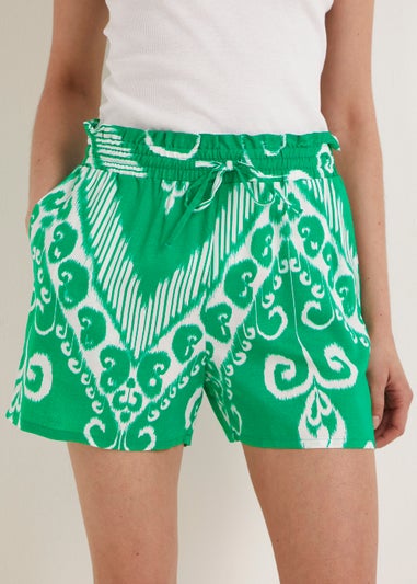 Green Floral Tie Waist Co-Ord Shorts