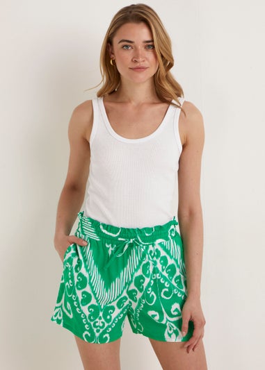 Green Floral Tie Waist Co-Ord Shorts