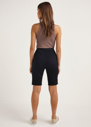 Rosie Black Denim Knee Shorts
