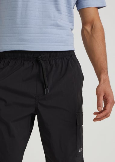 Black Drawstring Cargo Shorts