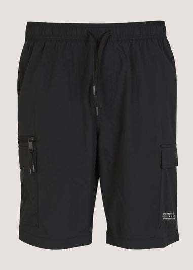 Black Drawstring Cargo Shorts