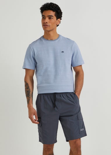 Blue Drawstring Cargo Shorts