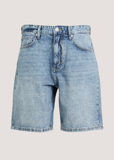 Stone Wash Relaxed Denim Shorts