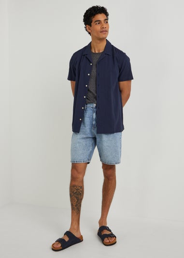 Stone Wash Relaxed Denim Shorts