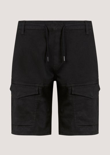 Black Denim Cargo Shorts