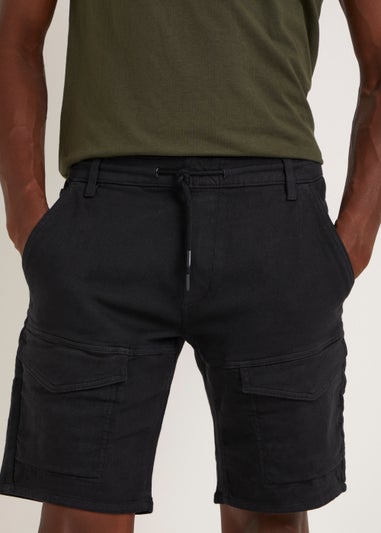 Black Denim Cargo Shorts