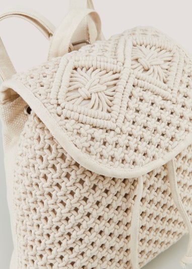 Natural Macrame Backpack