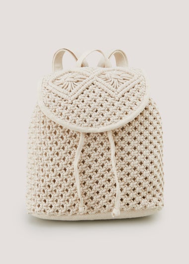 Natural Macrame Backpack