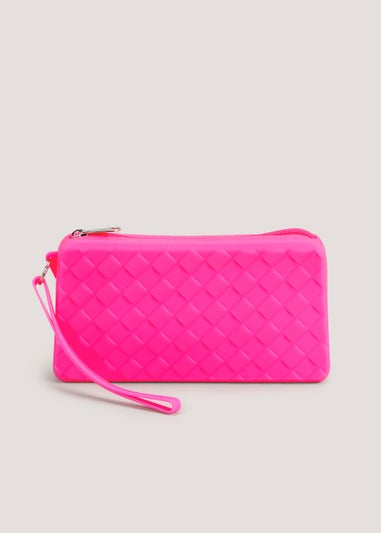 Pink Textured Rubber Pouch